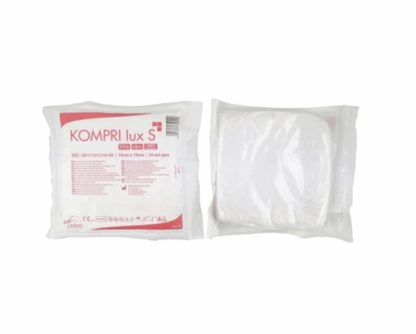 KOMPRESY gazowe JAŁOWE 17N 12W 10x10cm KOMPRI LUX S (pakowane po 10 szt) BLISTER