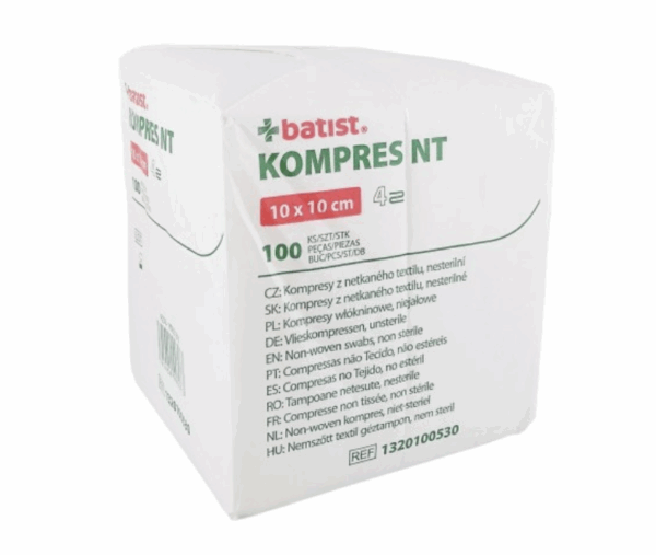 Kompresy BATIST KOMPRES NT 10x10cm włókninowe niejałowe 4-warstwowe